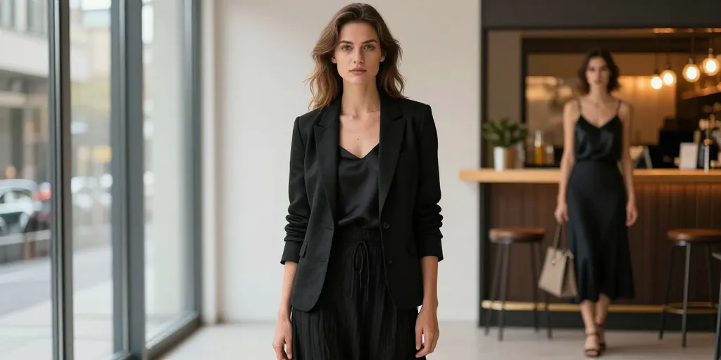 look jupe longue noire ete